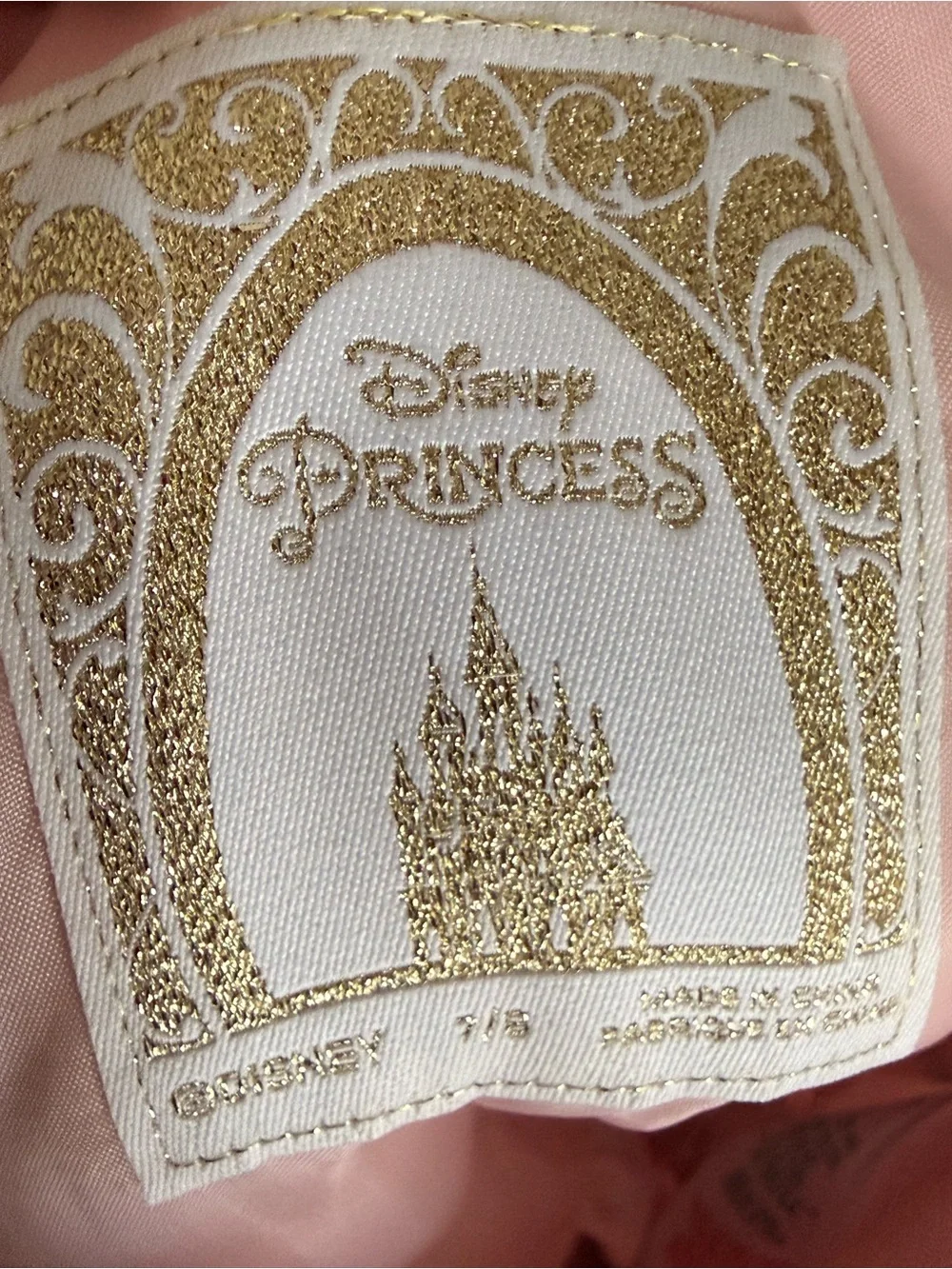 Disney Princess Aurora Blush Pink Floral Applique Tulle Embroidered Pearl Dress